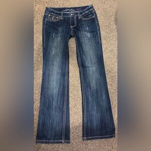 INC Women's Bootcut Jeans Blue Denim Regular Embroidered Stretch Pockets size10